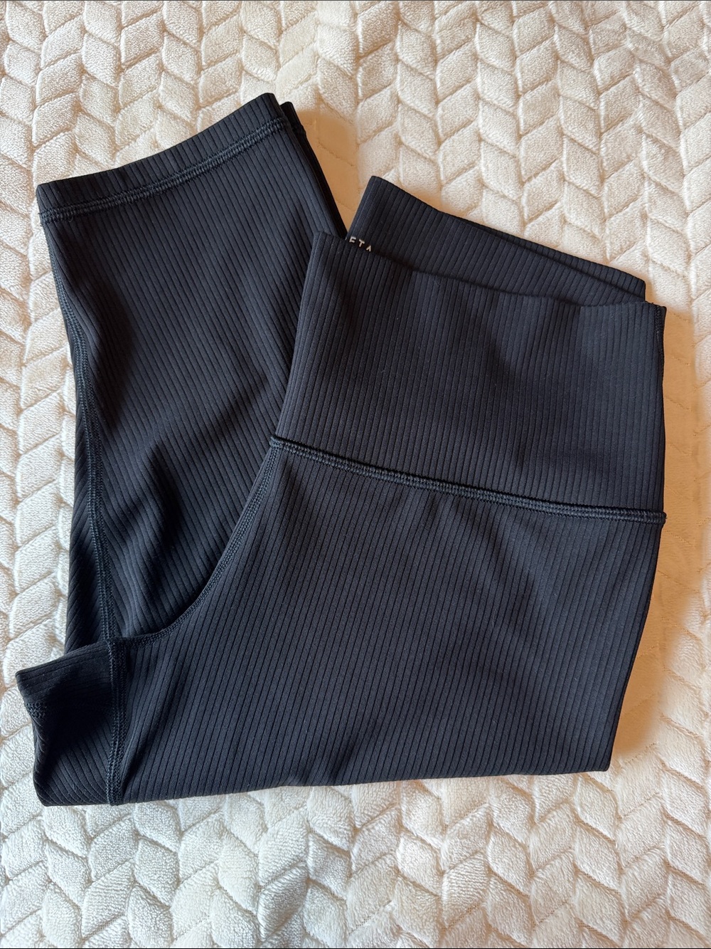 Athleta Transcend Rib Crop Black Size Small